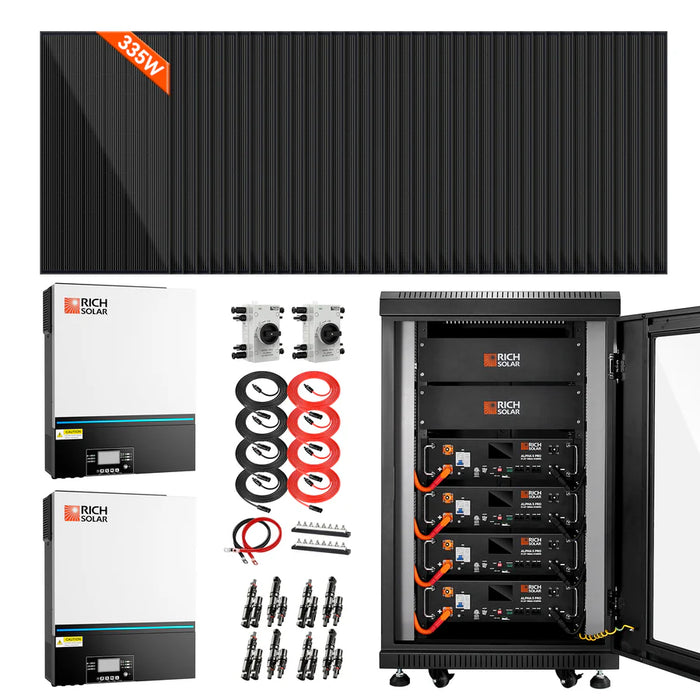 Rich Solar Complete Off-Grid Solar Kit | 38 x MEGA 335 Solar Panels | 13,000W 120/240V Output | 48VDC