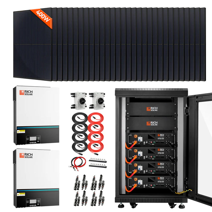 Rich Solar Complete Off-Grid Solar Kit | 32 x MEGA 400 Solar Panels | 13,000W 120/240V Output | 48VDC