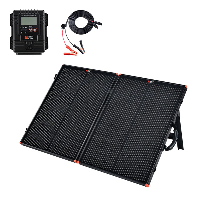 Rich Solar MEGA 100 Portable Briefcase Charging Kit | 100 Watt Portable Solar Panel | Premium 12V Portable Solar Panel for Generators, Boats, Power Stations | High Efficiency