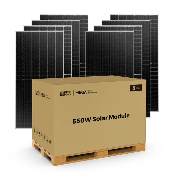 Rich Solar MEGA 550 | 550 Watt Bifacial Solar Panel | Premium Grid-tie or Off-grid Solar Panel for Residential, Commercial, Agriculture | 25-Year Output Warranty | UL Certified