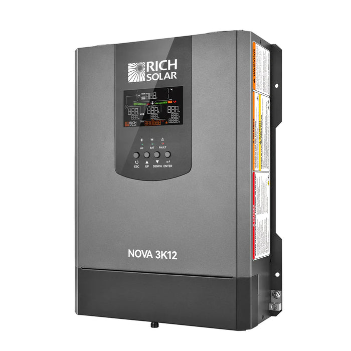 Rich Solar NOVA 3K12 | 3000W 12V Pure Sine Wave Inverter with Built-in Transfer Switch | UL458 Certified for RVs, Campers, Trailers, Vans
