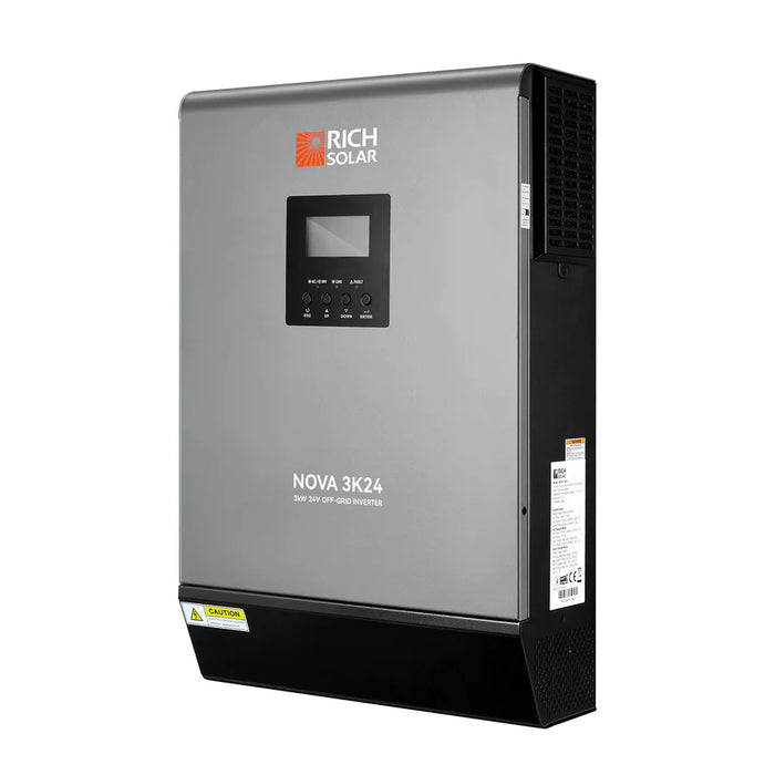 Rich Solar NOVA MAX 3K | 3000 Watt (3kW) 24 Volt Off-Grid Hybrid Solar Inverter | Powerful 3000W 24V Hybrid Inverter for RVs, Trailers, Campers, Vans, Trucks, Overlanders, Boats | #1 Ranked 24V Hybrid Inverter