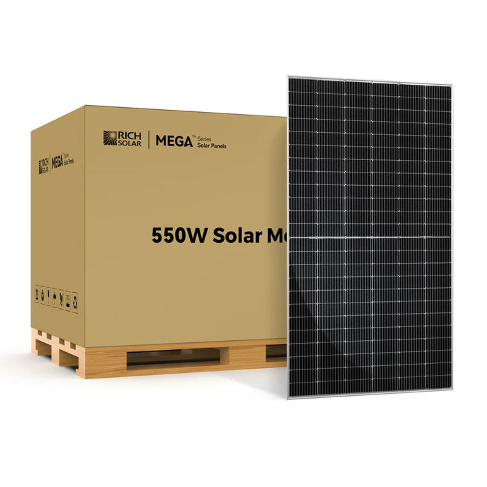 Rich Solar MEGA 550 | 550 Watt Bifacial Solar Panel | Premium Grid-tie or Off-grid Solar Panel for Residential, Commercial, Agriculture | 25-Year Output Warranty | UL Certified Rich Solar