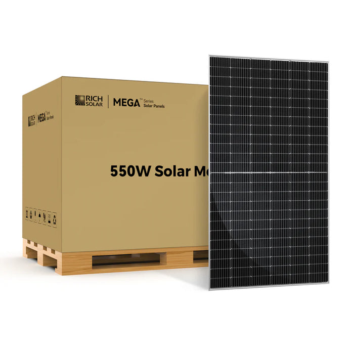 Rich Solar MEGA 550 | 550 Watt Bifacial Solar Panel | Premium Grid-tie or Off-grid Solar Panel for Residential, Commercial, Agriculture | 25-Year Output Warranty | UL Certified