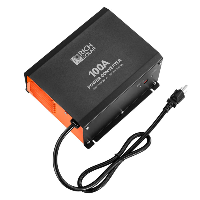 Rich Solar100 Amp Power Converter | 100A 120V Battery Charger | Overload, Overheat, Reverse Polarity Protection | Plug and Play