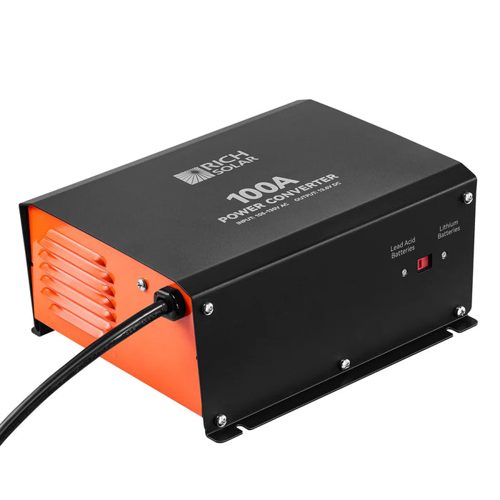 Rich Solar100 Amp Power Converter | 100A 120V Battery Charger | Overload, Overheat, Reverse Polarity Protection | Plug and Play