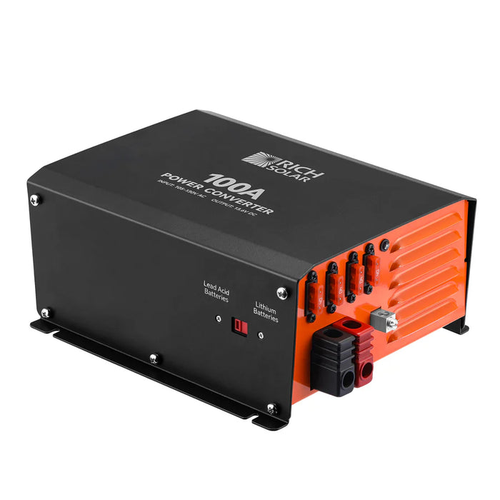 Rich Solar100 Amp Power Converter | 100A 120V Battery Charger | Overload, Overheat, Reverse Polarity Protection | Plug and Play