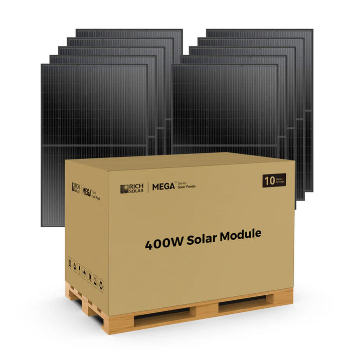 Rich Solar MEGA 400 | Premium 400W Grid-tie or Off-grid Solar Panel for Residential, Commercial, Agriculture | 25-Year Output Warranty | UL Certified Rich Solar