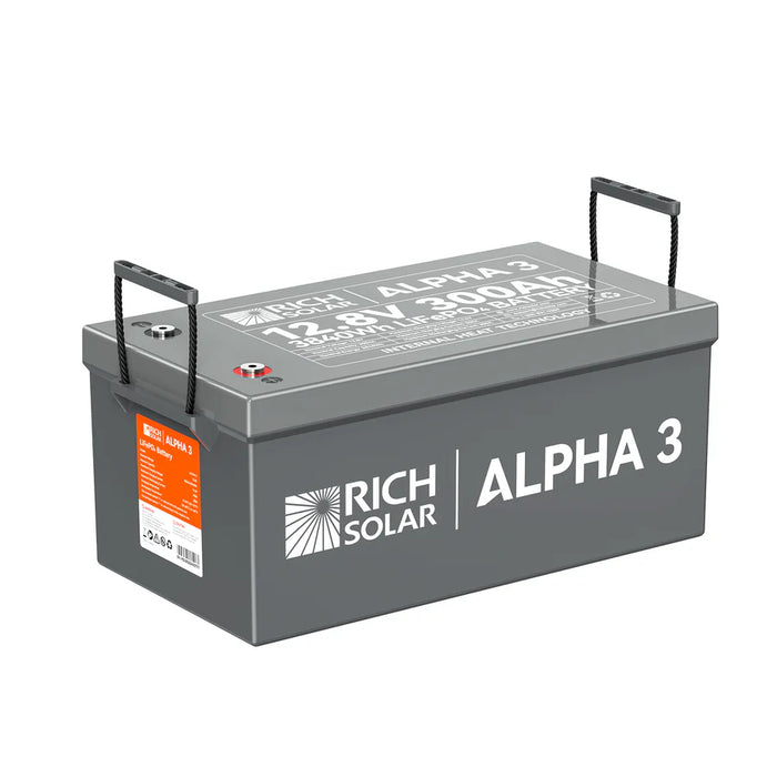 Rich Solar ALPHA 3 | 12V 300Ah LiFePO4 Battery | 12V Lithium Battery for RVs, Cabins, Off-Grid | 5,000 Lifetime Cycles | Internal Heat Technology | Bluetooth
