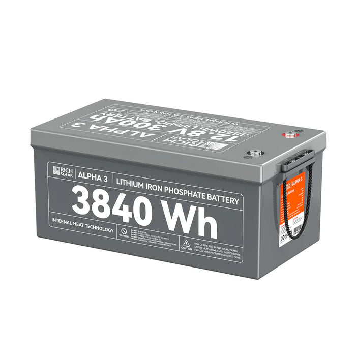 Rich Solar ALPHA 3 | 12V 300Ah LiFePO4 Battery | 12V Lithium Battery for RVs, Cabins, Off-Grid | 5,000 Lifetime Cycles | Internal Heat Technology | Bluetooth