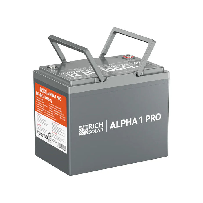 Rich Solar ALPHA 1 PRO | 12V 100Ah LiFePO4 Battery | Premium 12V Lithium Battery for Off-Grid, RVs, Boats | 7,000 Lifetime Cycles | 10-Year Warranty | UL1973 Certified