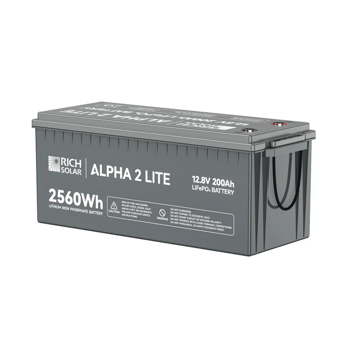Rich Solar ALPHA 2 LITE | 12V 200Ah LiFePO4 Battery | Best 12V Deep Cycle Lithium Battery for RVs, Trailers, Vans, Boats, Off-Grid | 4,000 Lifetime Cycles | Best Value