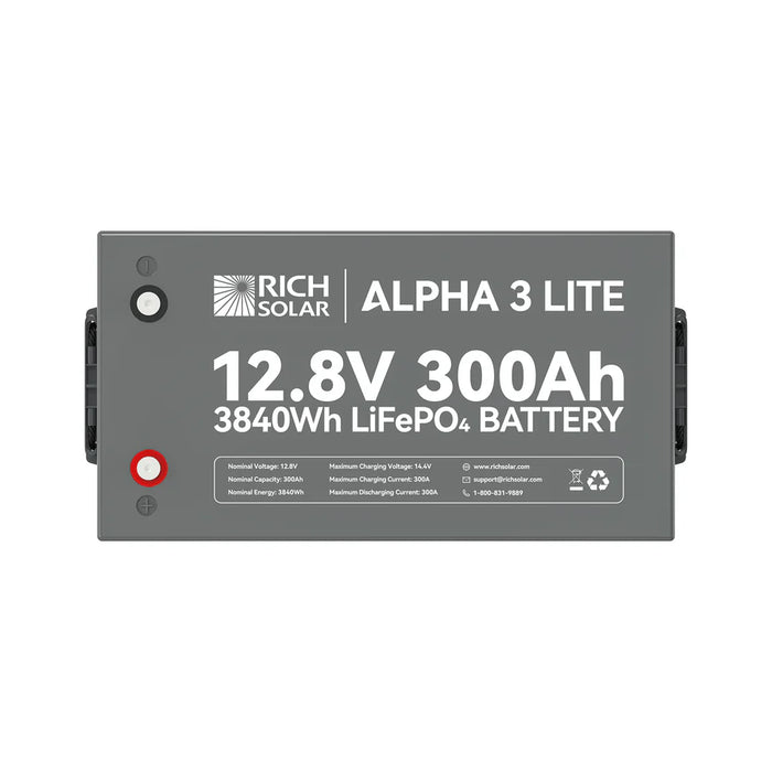 Rich Solar ALPHA 3 LITE | 12V 300Ah LiFePO4 Battery |12V Lithium Battery for RVs, Cabins, Off-Grid | 4,000 Lifetime Cycles