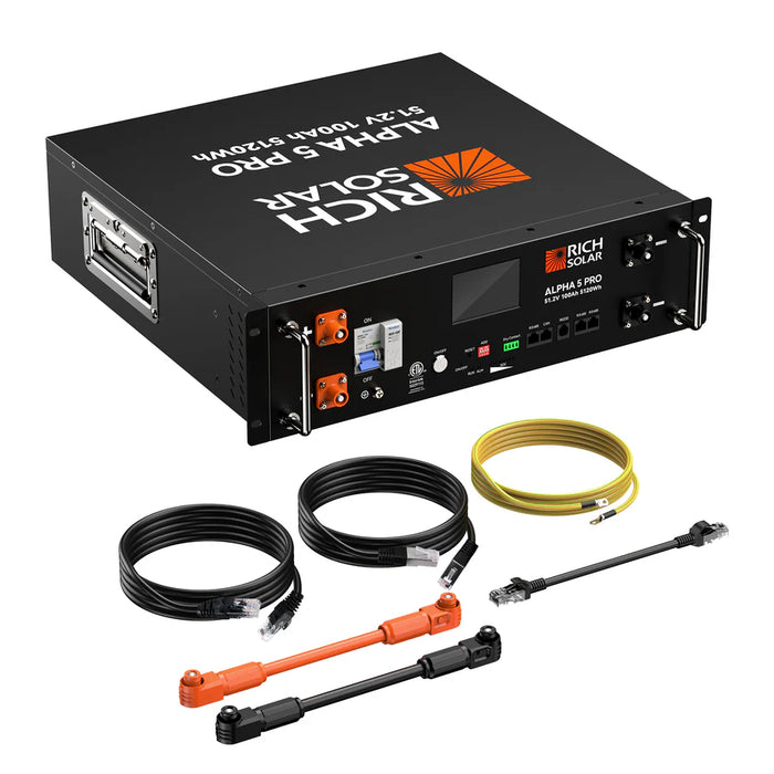 Rich Solar ALPHA 5 PRO | 51.2V 100Ah LiFePO4 Battery | Premium 48V Server Rack Lithium Battery for Residential, Commercial, RVs, Off-Grid | 7,000 Lifetime Cycles | 10 Year Warranty | UL1973, UL9540A Certified