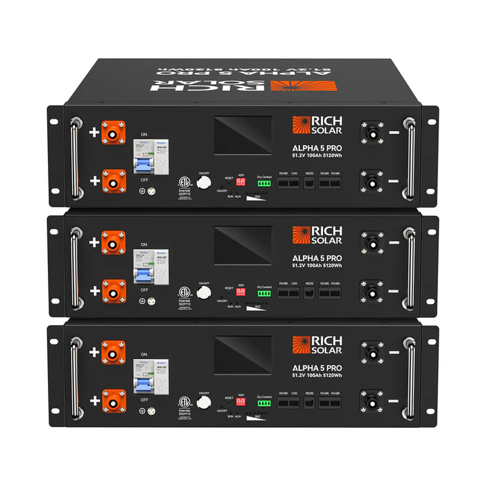 Rich Solar ALPHA 5 PRO | 51.2V 100Ah LiFePO4 Battery | Premium 48V Server Rack Lithium Battery for Residential, Commercial, RVs, Off-Grid | 7,000 Lifetime Cycles | 10 Year Warranty | UL1973, UL9540A Certified