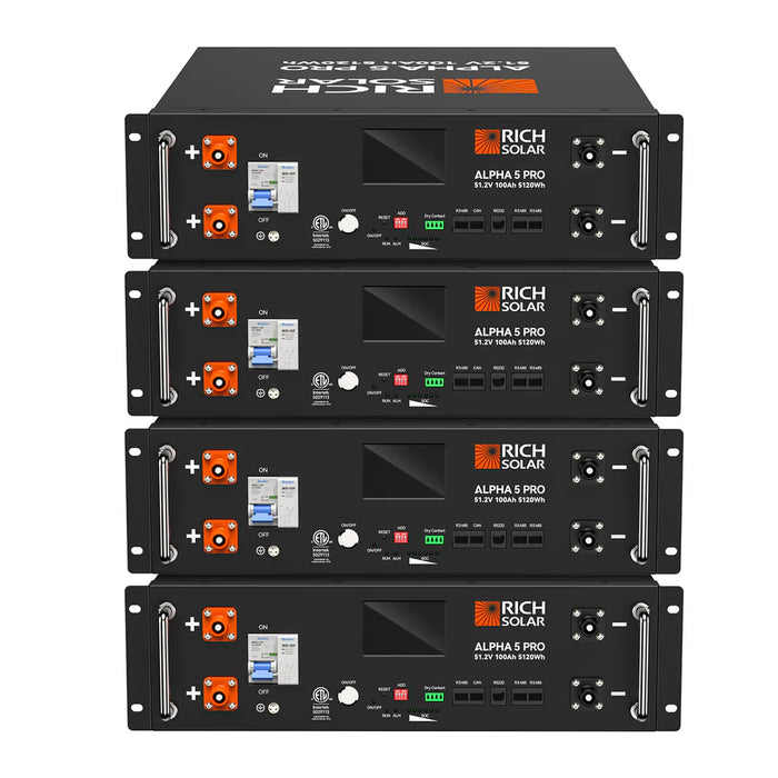 Rich Solar ALPHA 5 PRO | 51.2V 100Ah LiFePO4 Battery | Premium 48V Server Rack Lithium Battery for Residential, Commercial, RVs, Off-Grid | 7,000 Lifetime Cycles | 10 Year Warranty | UL1973, UL9540A Certified