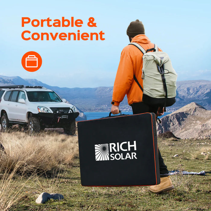 Rich Solar MEGA 200 Portable Briefcase Solar Panel | 200 Watt Portable Solar Panel | Powerful 12V Portable Solar Panel for Generators, Power Stations, Campers | High Efficiency