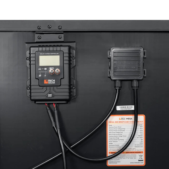 Rich Solar MEGA 200 Portable Briefcase Charging Kit | 200 Watt Portable Solar Panel | Premium 12V Portable Solar Panel for Generators, Vans, Campers | High Efficiency
