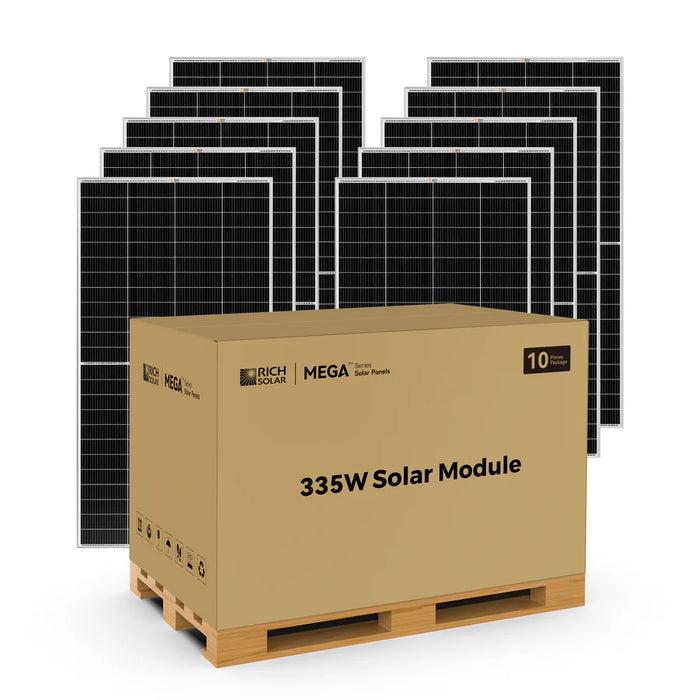 Rich Solar MEGA 335 PRO | 335 Watt Solar Panel | Premium Grid-tie or Off-grid Solar Panel for Residential, Commercial, Agriculture | 25-Year Output Warranty | UL Certified
