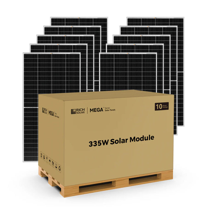 Rich Solar MEGA 335 PRO | 335 Watt Solar Panel | Premium Grid-tie or Off-grid Solar Panel for Residential, Commercial, Agriculture | 25-Year Output Warranty | UL Certified Rich Solar