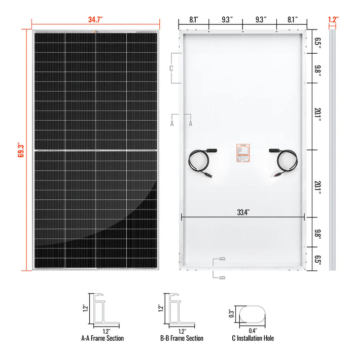 Rich Solar MEGA 335 PRO | 335 Watt Solar Panel | Premium Grid-tie or Off-grid Solar Panel for Residential, Commercial, Agriculture | 25-Year Output Warranty | UL Certified