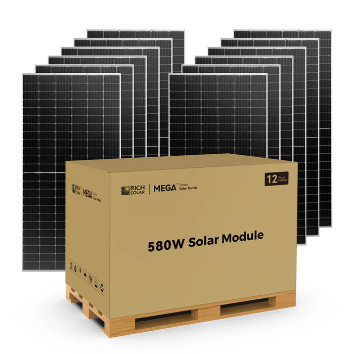 Rich Solar MEGA 580 BIFACIAL | 580 Watt Bifacial Solar Panel | Premium Grid-tie or Off-grid Solar Panel for Residential, Commercial, Agriculture | 25-Year Output Warranty | UL Certified