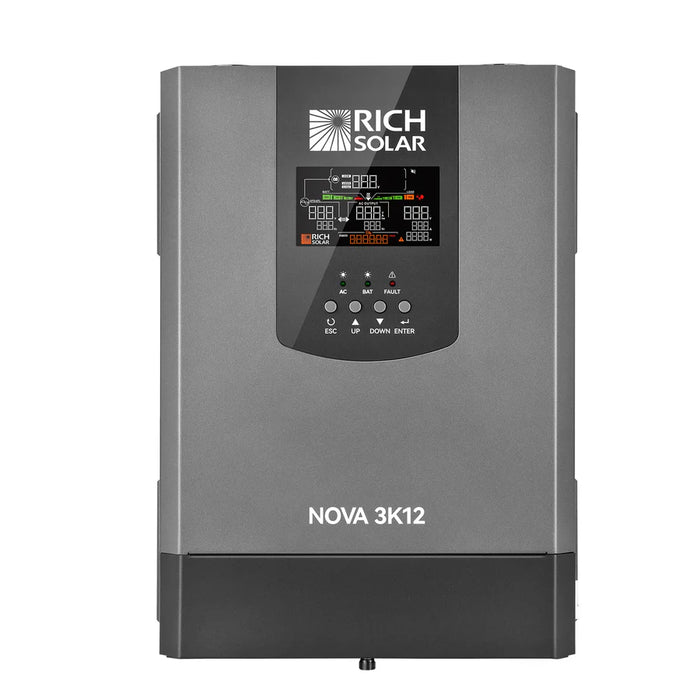 Rich Solar NOVA 3K12 | 3000W 12V Pure Sine Wave Inverter with Built-in Transfer Switch | UL458 Certified for RVs, Campers, Trailers, Vans