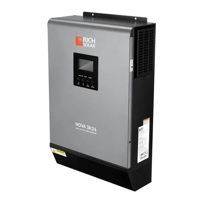 Rich Solar NOVA MAX 3K | 3000 Watt (3kW) 24 Volt Off-Grid Hybrid Solar Inverter | Powerful 3000W 24V Hybrid Inverter for RVs, Trailers, Campers, Vans, Trucks, Overlanders, Boats | #1 Ranked 24V Hybrid Inverter