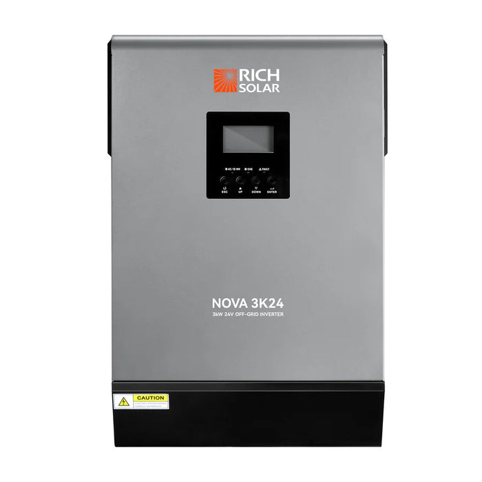Rich Solar NOVA MAX 3K | 3000 Watt (3kW) 24 Volt Off-Grid Hybrid Solar Inverter | Powerful 3000W 24V Hybrid Inverter for RVs, Trailers, Campers, Vans, Trucks, Overlanders, Boats | #1 Ranked 24V Hybrid Inverter Rich Solar