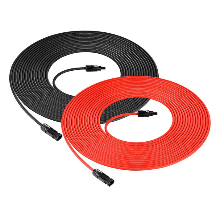 Rich Solar 10 Gauge Solar Panel Extension Cable with Male and Female Solar Connector Ends | Pair of 10AWG Red and Black Extension Wire with Connectors on Both Ends | Choose Cable Length: 10ft, 15ft, 20ft, 30ft, 50ft, 75ft, 100ft Rich Solar