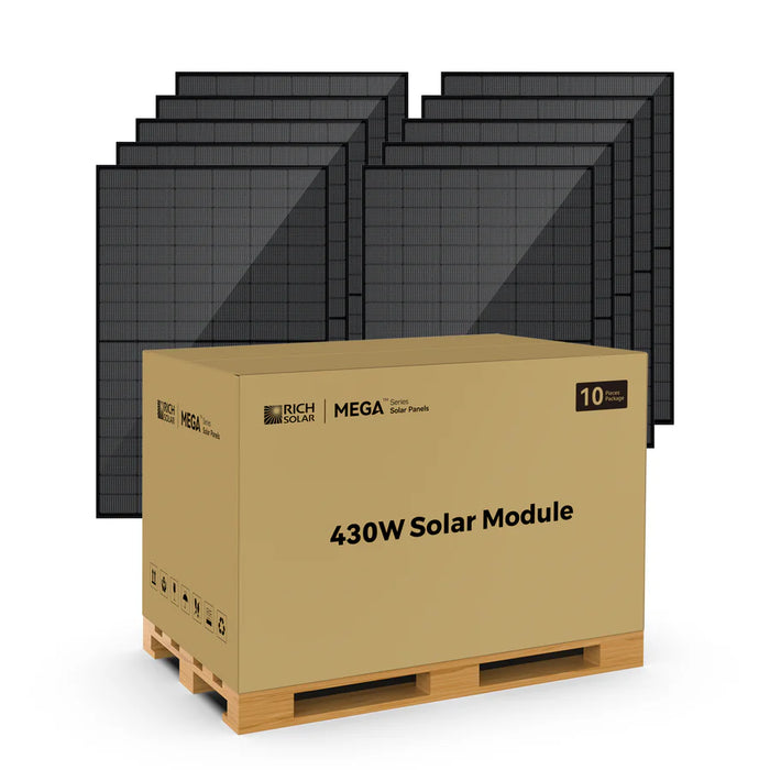 Rich Solar MEGA 430 BIFACIAL | 430W Bifacial N-Type Solar Panel | Premium 24V Grid-tie or Off-grid Solar Panel for Residential, Commercial, Agriculture | 25-Year Output Warranty | UL Certified