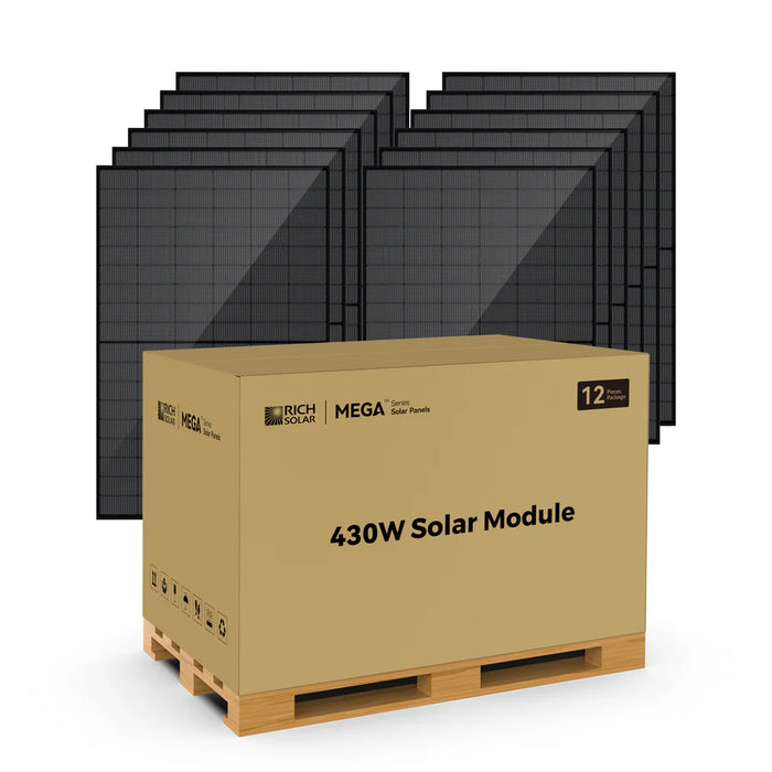 Rich Solar MEGA 430 BIFACIAL | 430W Bifacial N-Type Solar Panel | Premium 24V Grid-tie or Off-grid Solar Panel for Residential, Commercial, Agriculture | 25-Year Output Warranty | UL Certified