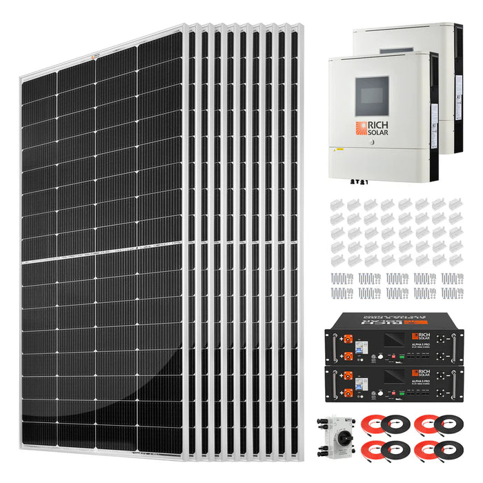Rich Solar 2500W 48VDC-240VAC Solar Kit / 2x NOVA 6500S 48V Off-grid Solar Inverter