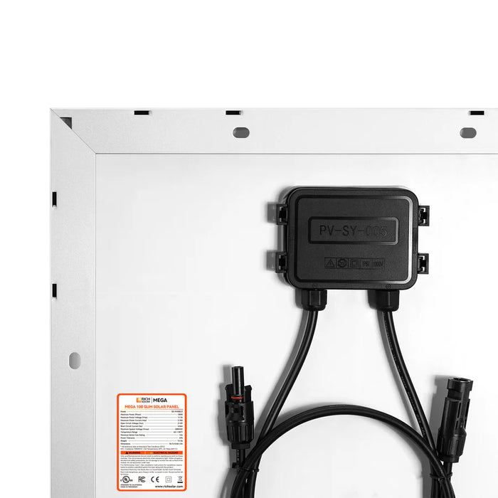 Rich Solar MEGA 100 SLIM 2025 | 100 Watt Slim Solar Panel | Compact 12V Off-Grid Narrow Solar Panel | 25-Year Output Warranty | UL Certified