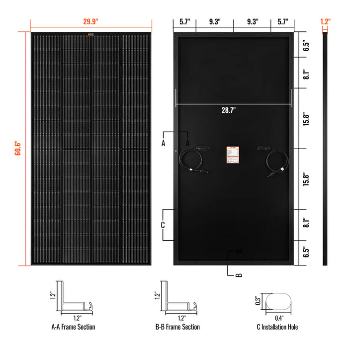 Rich Solar MEGA 250 | 250 Watt Solar Panel | Premier 12V Off-Grid Solar Panel for RVs, Vans, Boats | 25-Year Output Warranty | UL Certified