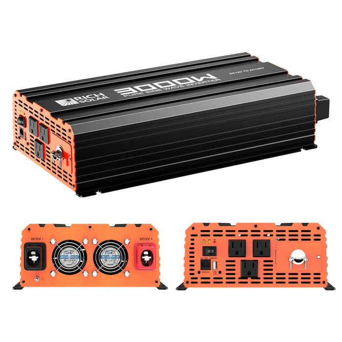 Rich Solar NOVA PURE 3K | 3000 Watt (3kW) 12 Volt Industrial Pure Sine Wave Inverter | Powerful 3000W 12V Off-Grid Inverter for RVs, Trailers, Campers, Vans, Trucks, Overlanders, Boats